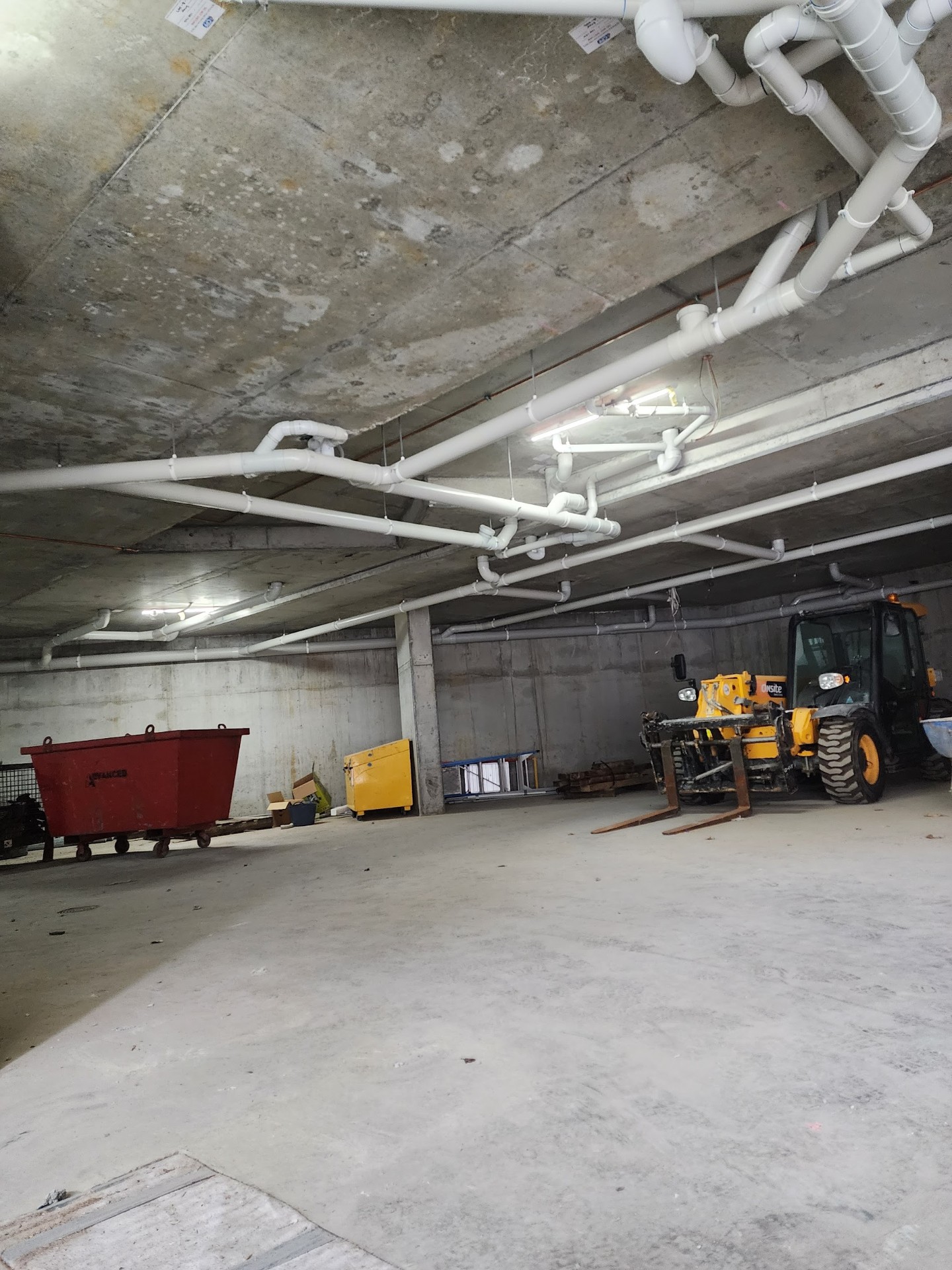 Basement carpark sanitary & stormwater rough-in — Commercial Plumbing plumbing job in Wollongong by a licensed Shellharbour plumber
