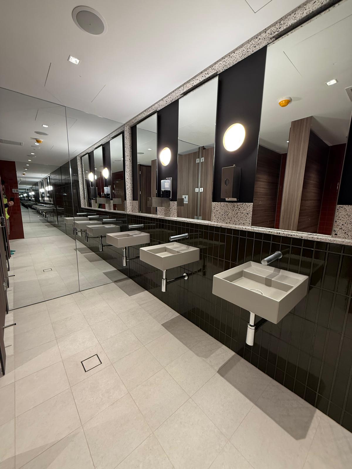 Terrazzo amenities fit-off — plumbing work completed in Warilla by Shellharbour Plumbing (licensed Illawarra plumber)