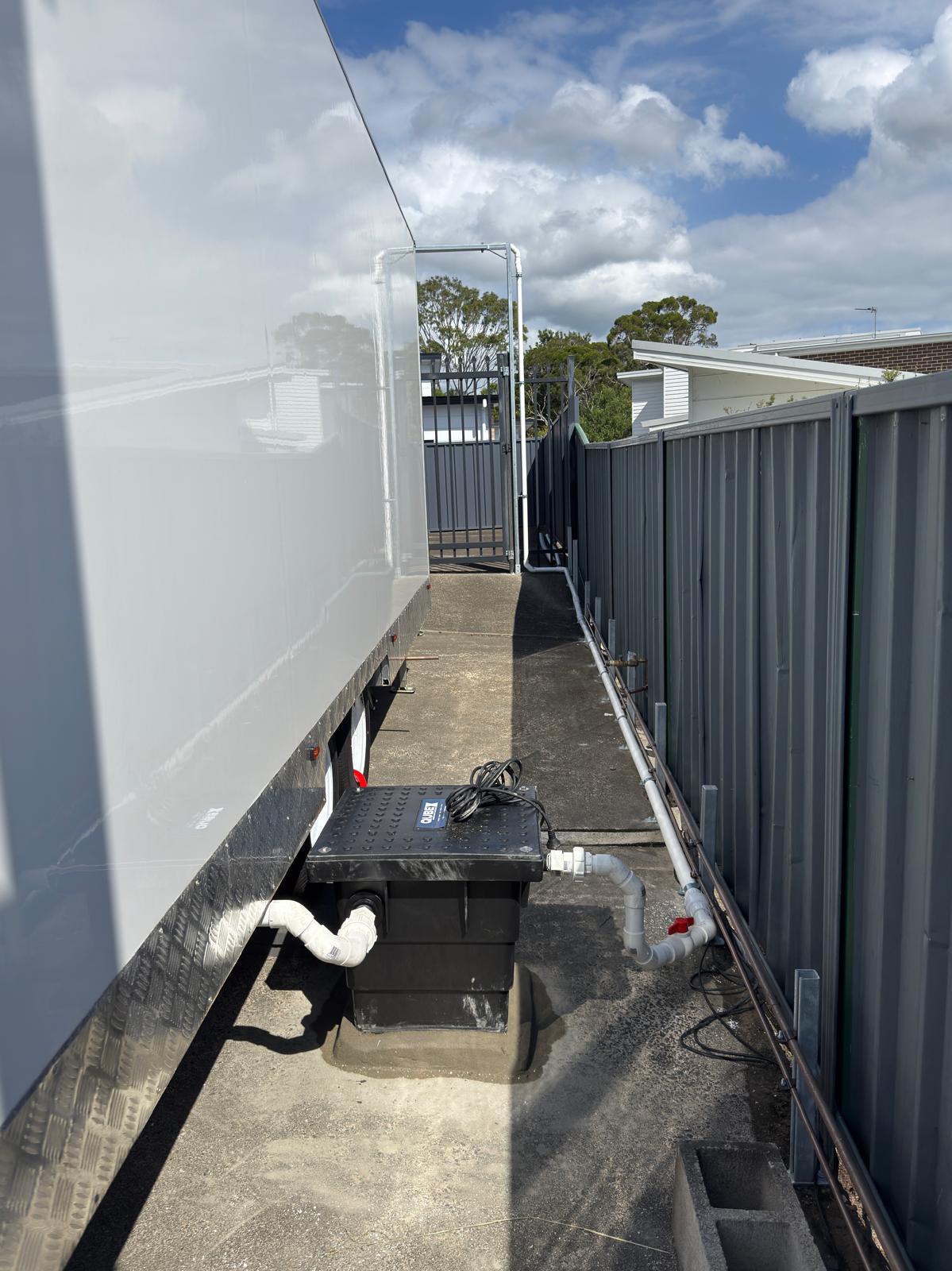 Food truck bay — pump well & waste tie-in — plumbing work completed in Albion Park by Shellharbour Plumbing (licensed Illawarra plumber)