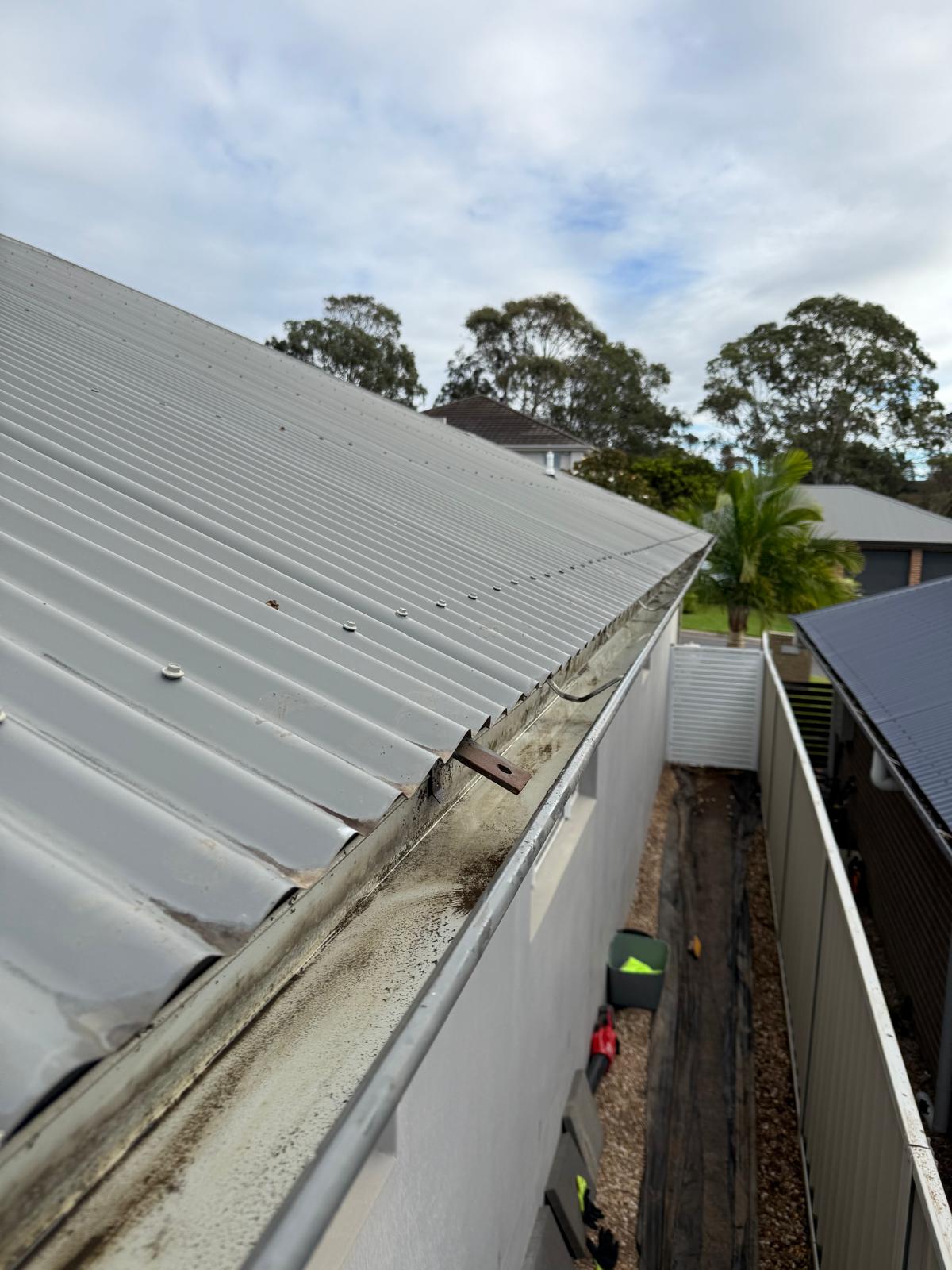 Gutter clean & maintenance — before — Roof Plumbing plumbing job in Albion Park by a licensed Shellharbour plumber