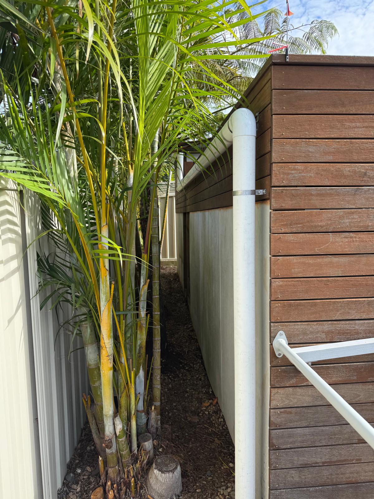 Stormwater downpipe — rear yard — Blocked Drains plumbing job in Warilla by a licensed Shellharbour plumber